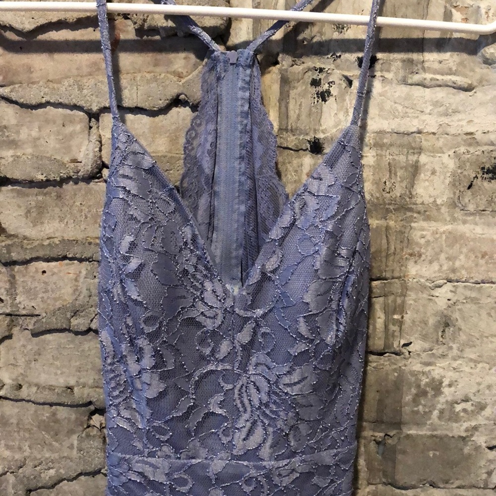 purple hi-low Lace dress